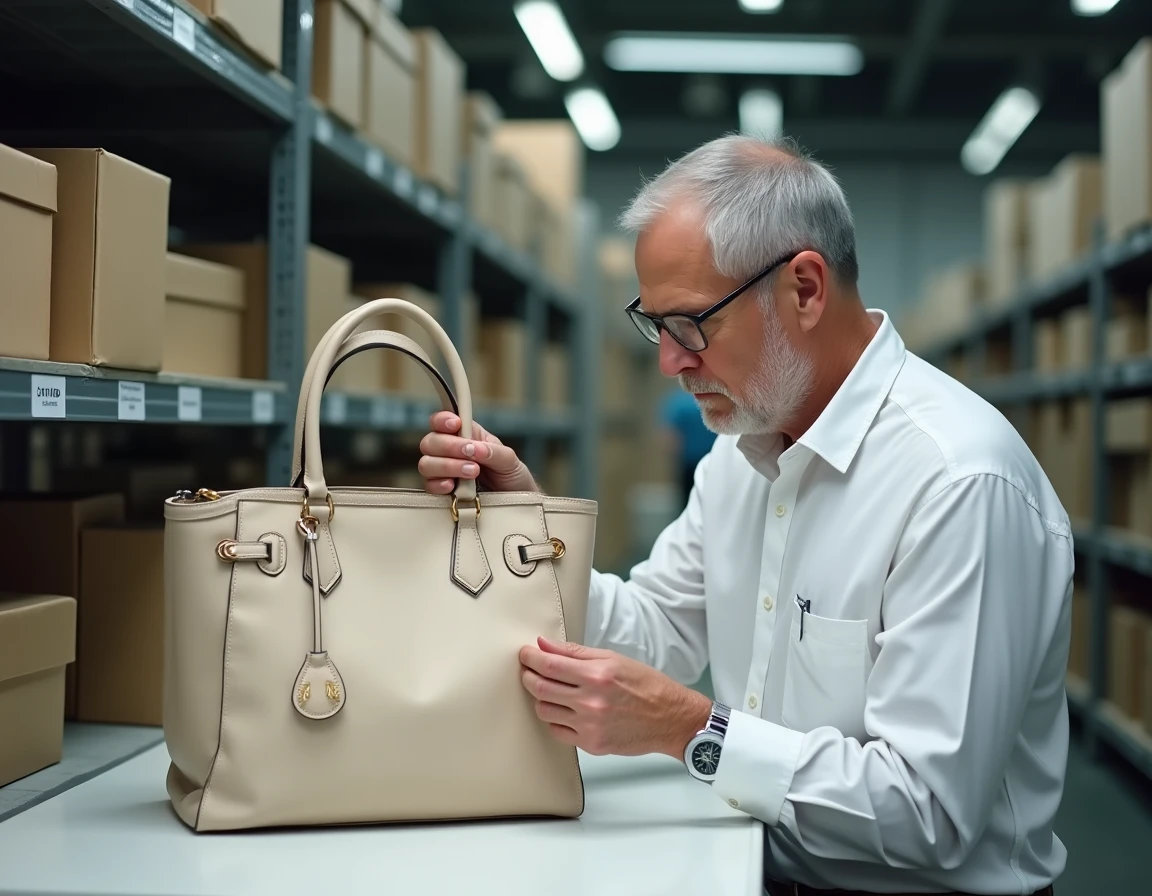 Contrôle qualité d'un sac à main Michael Kors dans une usine au Vietnam